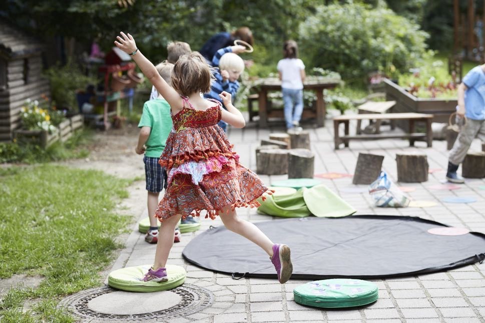 Students playing in school grounds