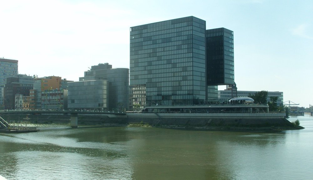 Modern architecture beside water