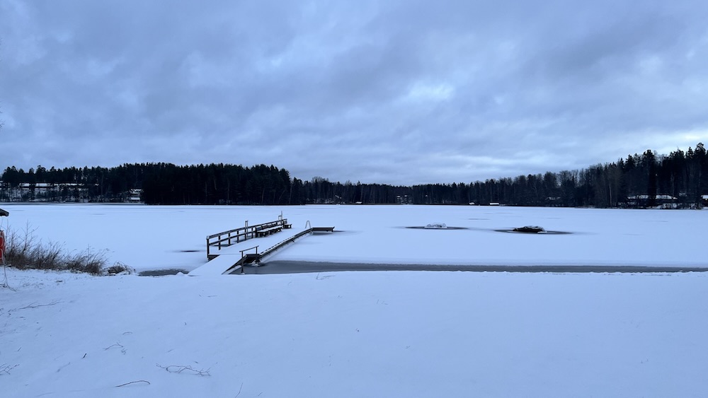 Lake covered in snow