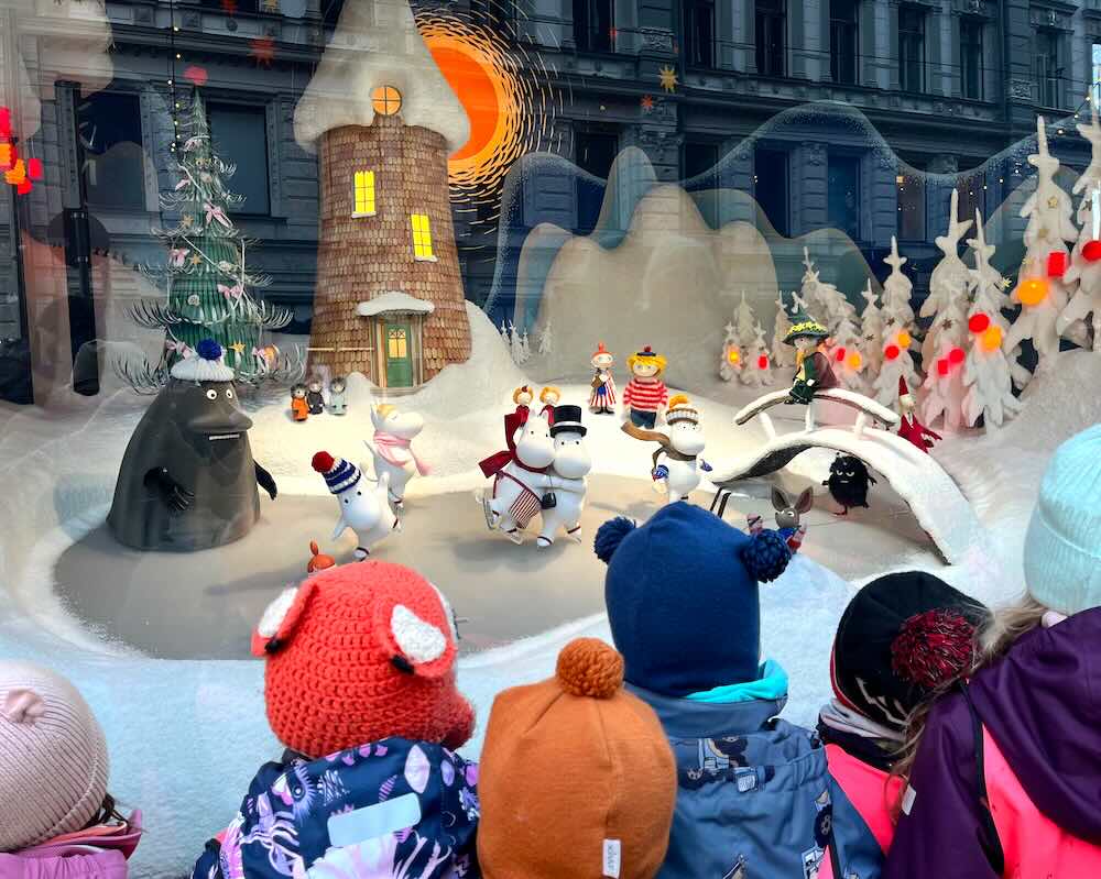 Department store window with Christmas scene