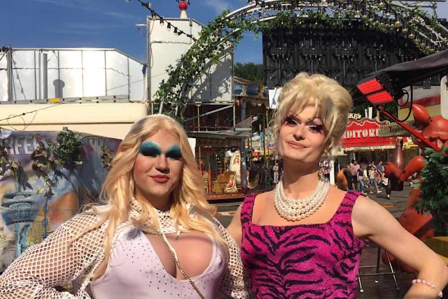 Stunning darlings partying at the funfair