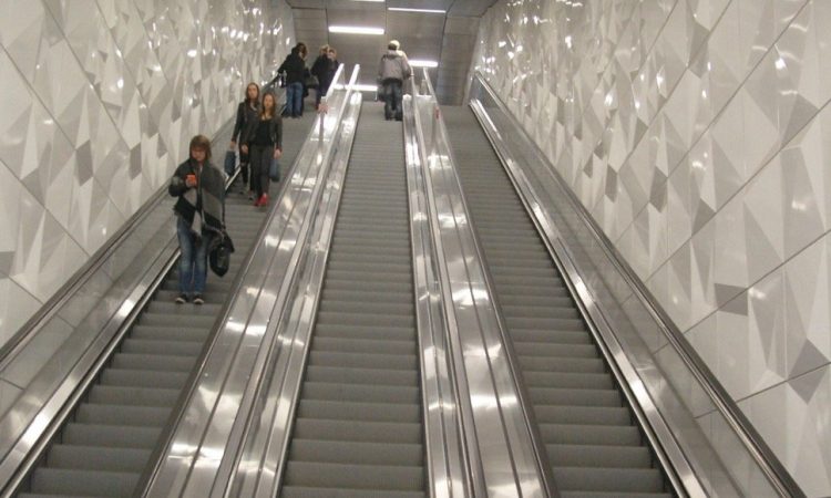 Escalators on subway or metro