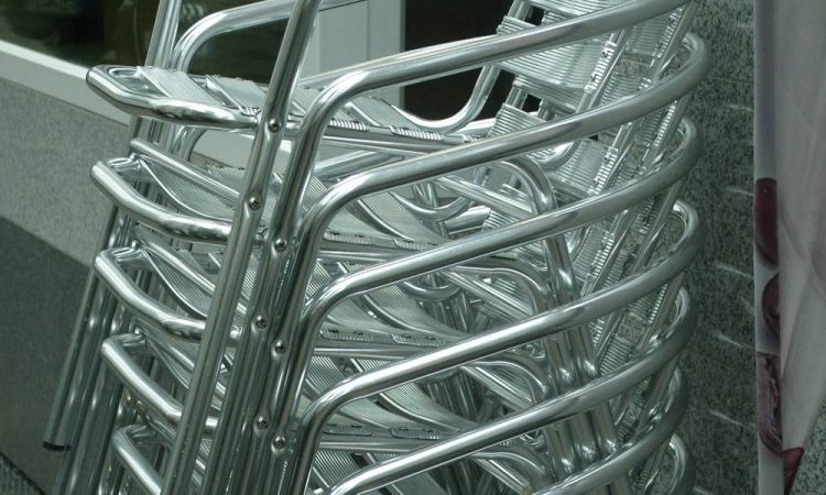 Stack of aluminium chairs