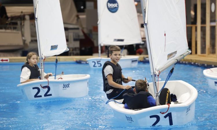 Scene at water sports trade fair