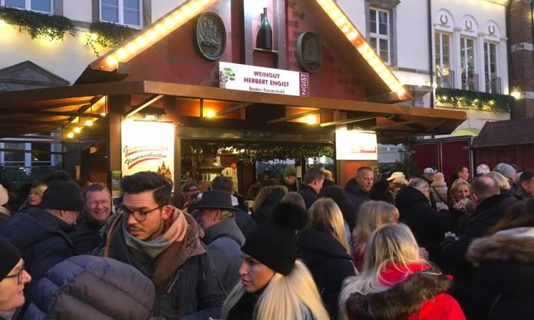 Christmas market stands