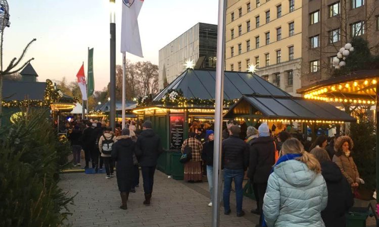 Christmas market stands