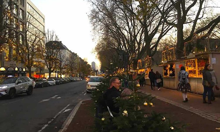 Christmas market stands