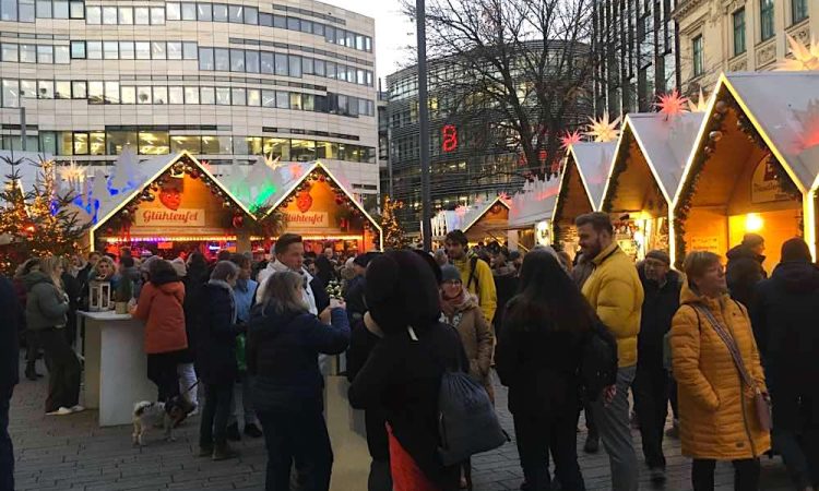 Christmas market stands