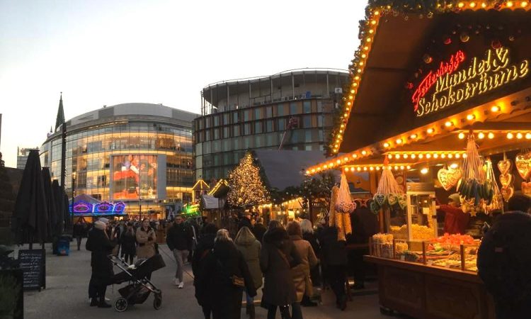 Christmas market stands