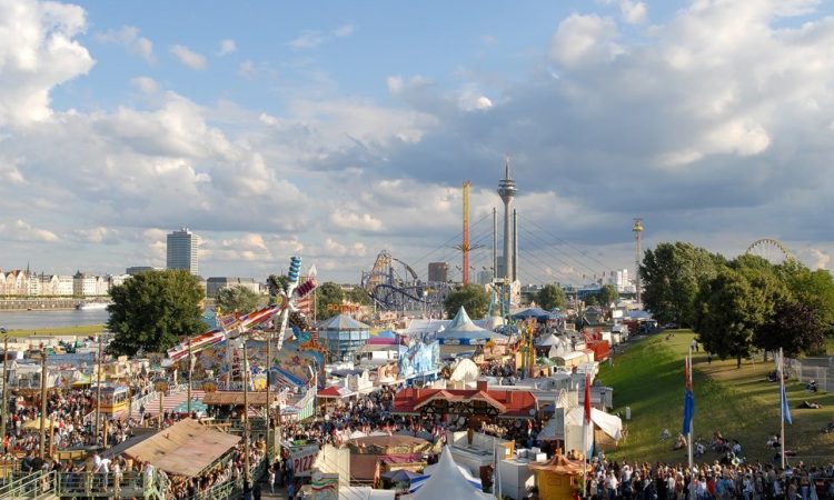 Funfair with many stand and rides