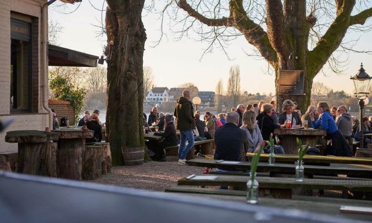 Beer garden with guests